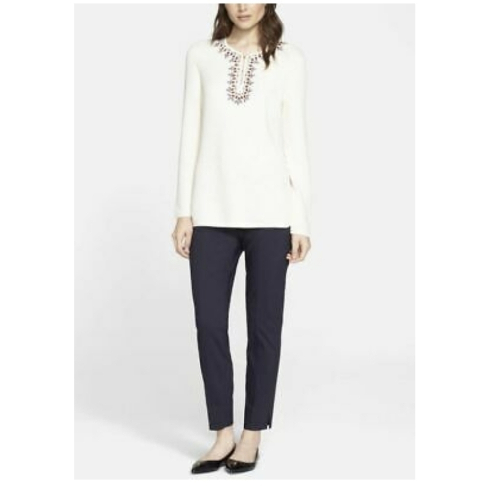 Tory Burch Callie Womens skinny slim cropped ankle side zip dress pants 2
